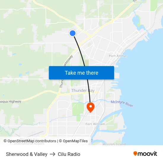 Sherwood & Valley to Cilu Radio map
