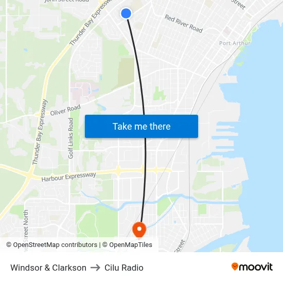 Windsor & Clarkson to Cilu Radio map