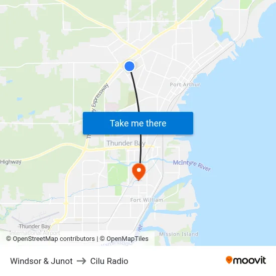 Windsor & Junot to Cilu Radio map