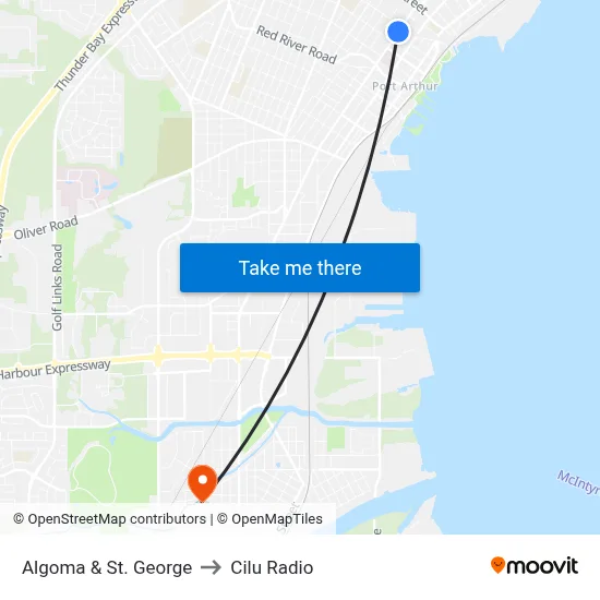 Algoma & St. George to Cilu Radio map