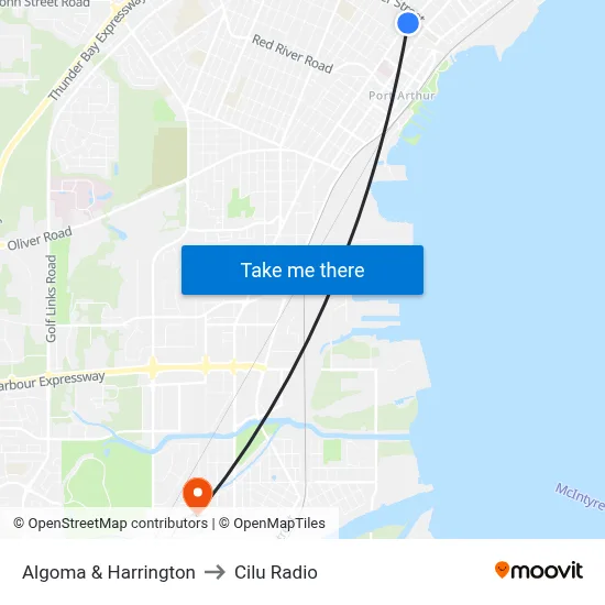 Algoma & Harrington to Cilu Radio map