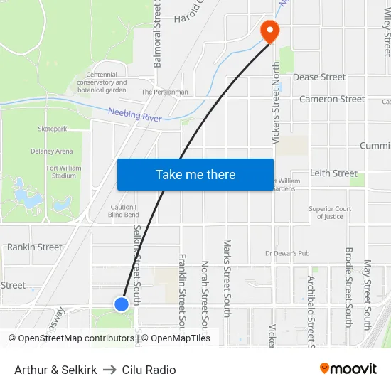 Arthur & Selkirk to Cilu Radio map