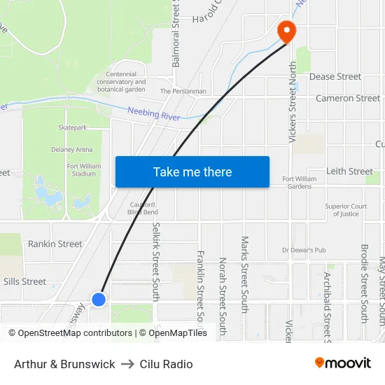 Arthur & Brunswick to Cilu Radio map