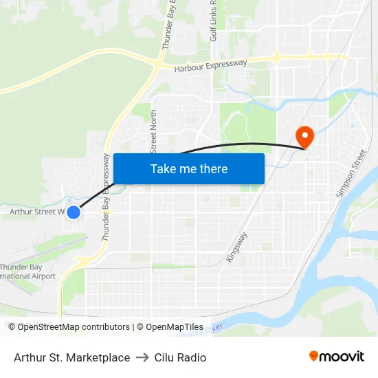 Arthur St. Marketplace to Cilu Radio map