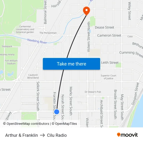 Arthur & Franklin to Cilu Radio map