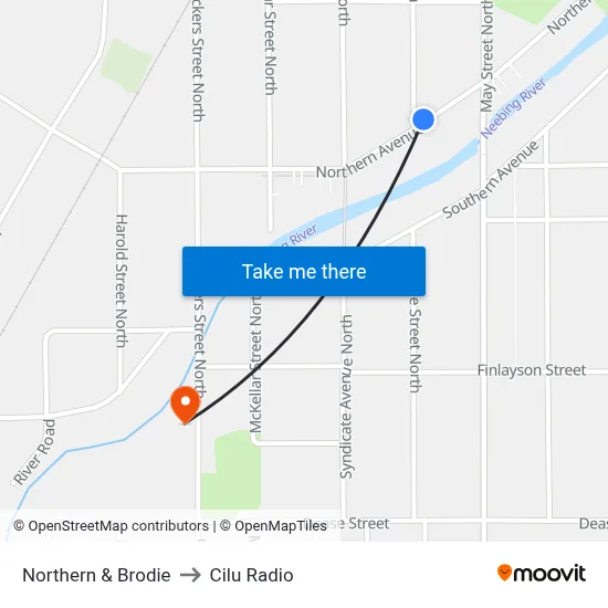 Northern & Brodie to Cilu Radio map