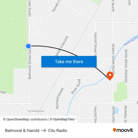 Balmoral & Harold to Cilu Radio map