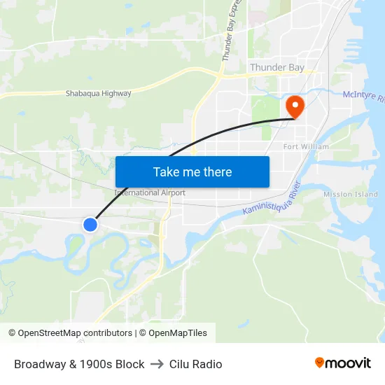 Broadway & 1900s Block to Cilu Radio map