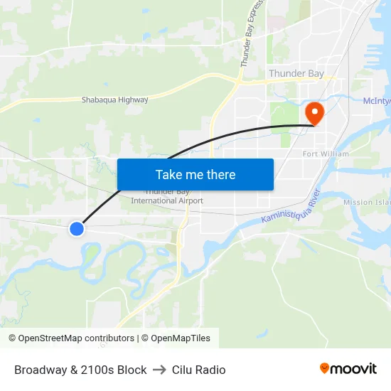 Broadway & 2100s Block to Cilu Radio map