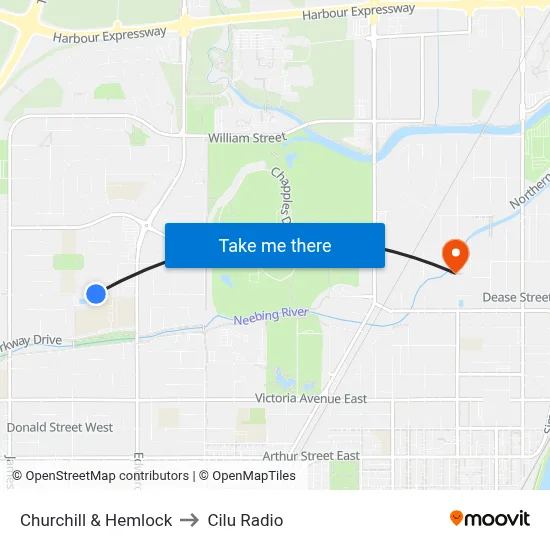 Churchill & Hemlock to Cilu Radio map