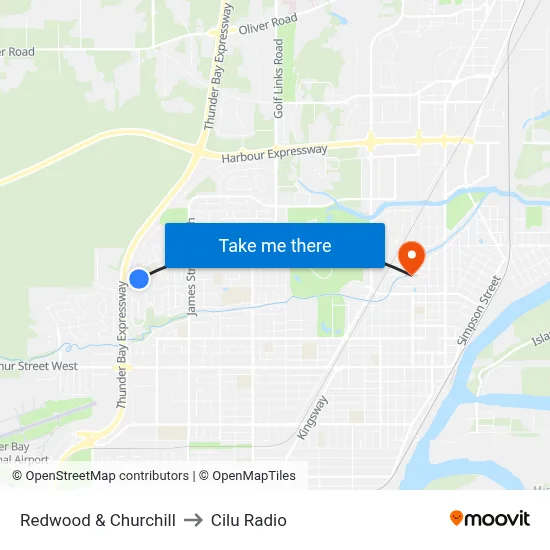 Redwood & Churchill to Cilu Radio map