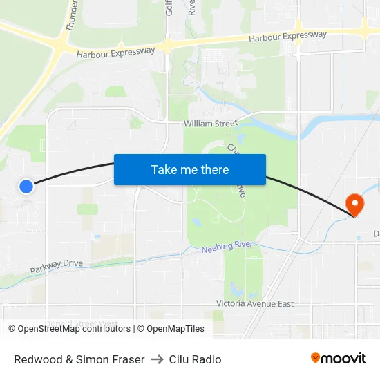 Redwood & Simon Fraser to Cilu Radio map