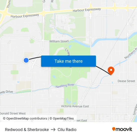 Redwood & Sherbrooke to Cilu Radio map