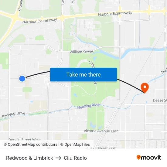 Redwood & Limbrick to Cilu Radio map
