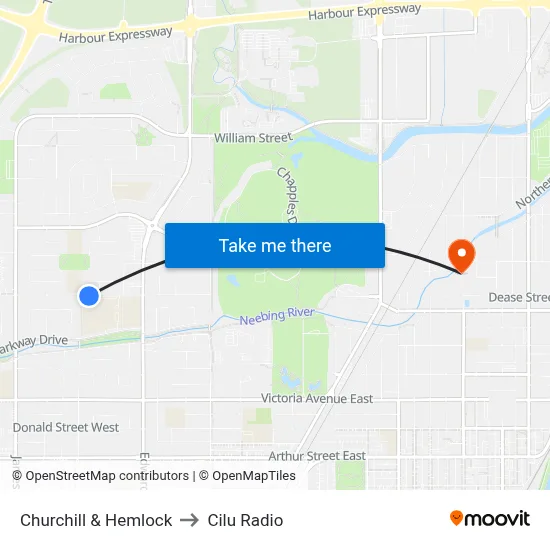 Churchill & Hemlock to Cilu Radio map