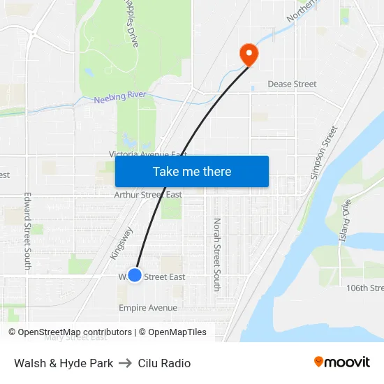Walsh & Hyde Park to Cilu Radio map