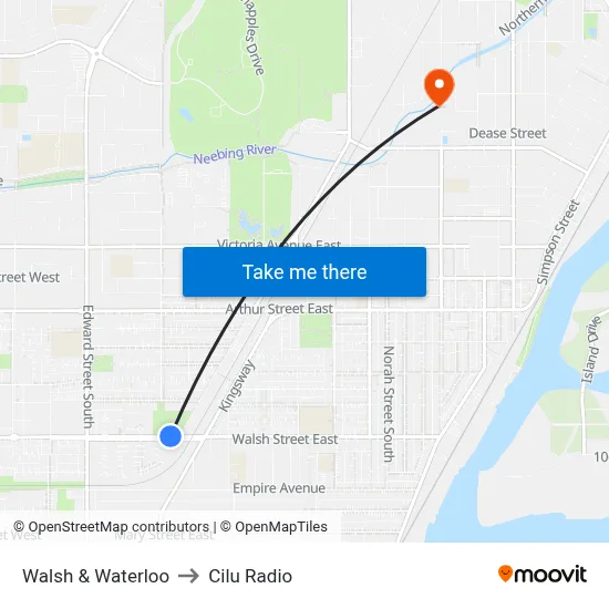 Walsh & Waterloo to Cilu Radio map