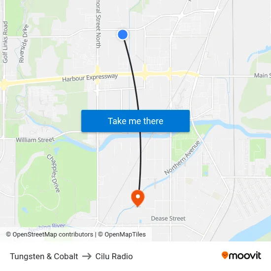Tungsten & Cobalt to Cilu Radio map