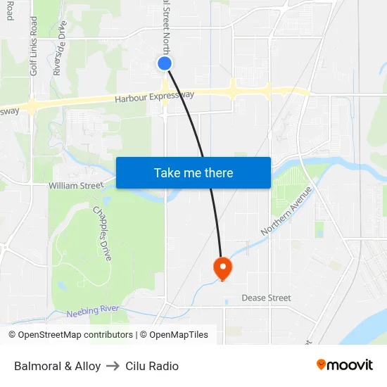 Balmoral & Alloy to Cilu Radio map