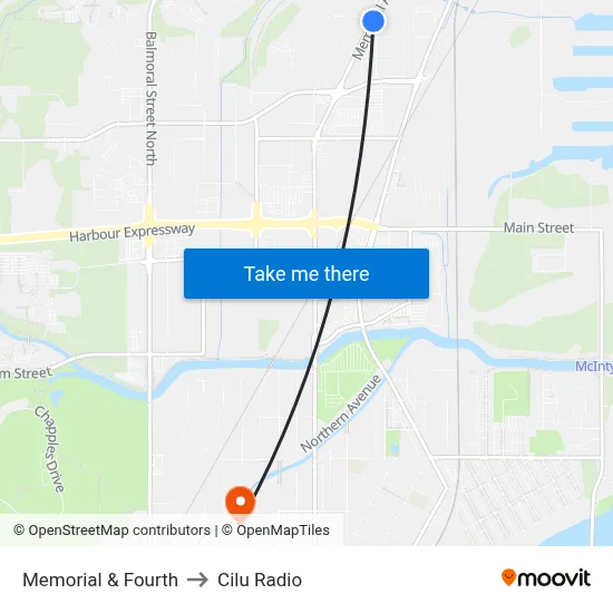 Memorial & Fourth to Cilu Radio map