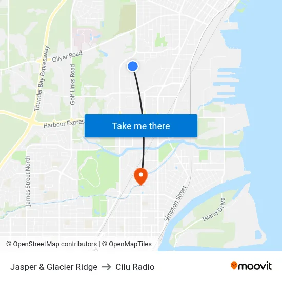 Jasper & Glacier Ridge to Cilu Radio map