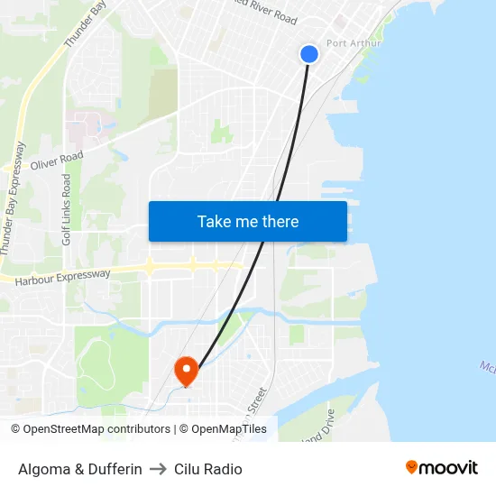 Algoma & Dufferin to Cilu Radio map