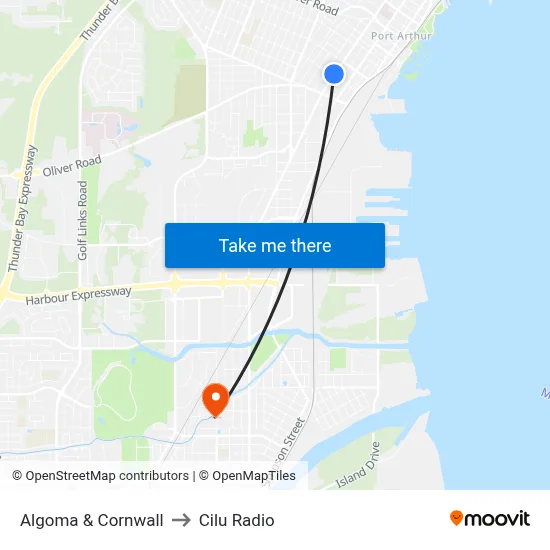 Algoma & Cornwall to Cilu Radio map