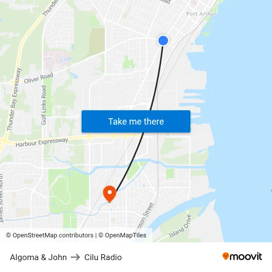 Algoma & John to Cilu Radio map