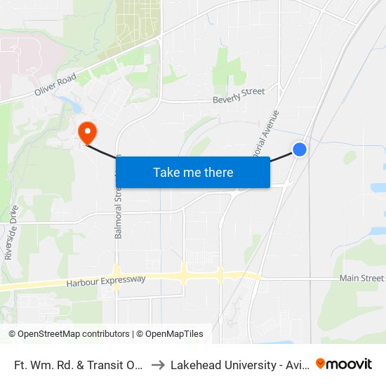 Ft. Wm. Rd. & Transit Office (Sb) to Lakehead University - Avila Centre map