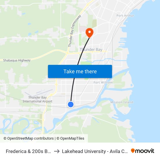 Frederica & 200s Block to Lakehead University - Avila Centre map