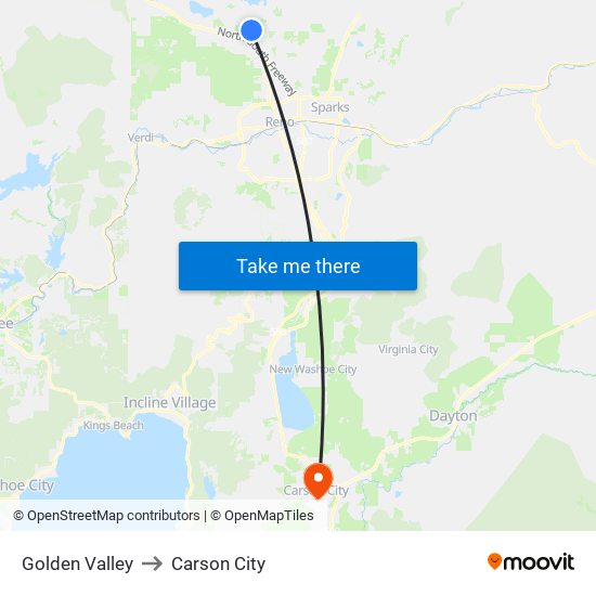 Golden Valley to Carson City map