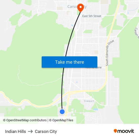 Indian Hills to Carson City map