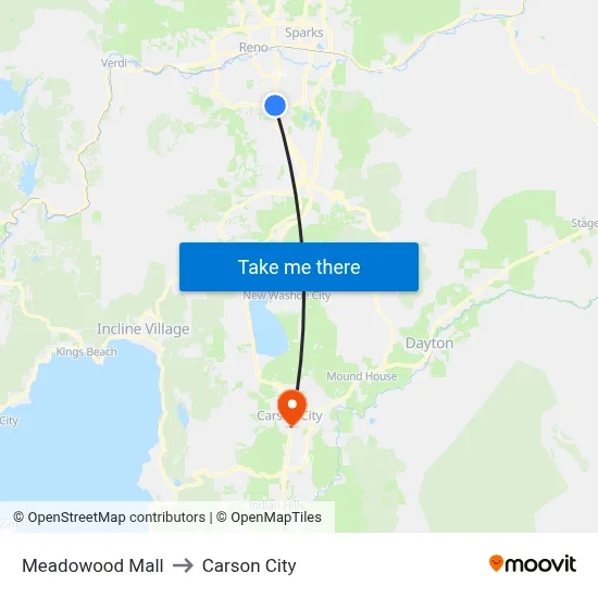 Meadowood Mall to Carson City map