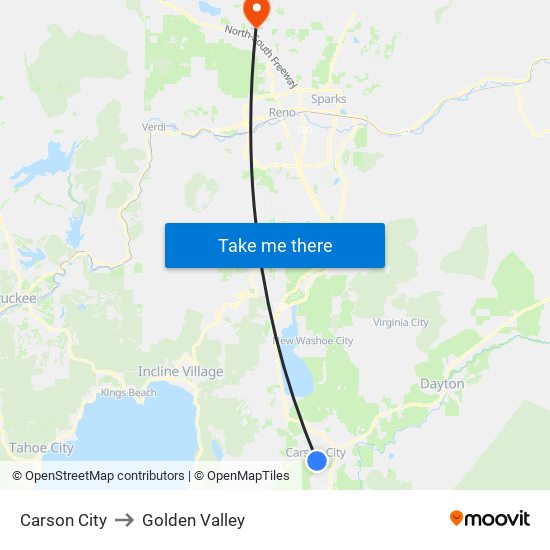 Carson City to Golden Valley map