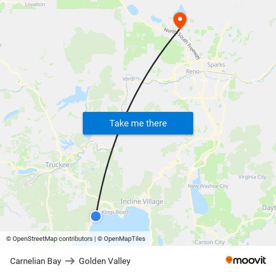 Carnelian Bay to Golden Valley map