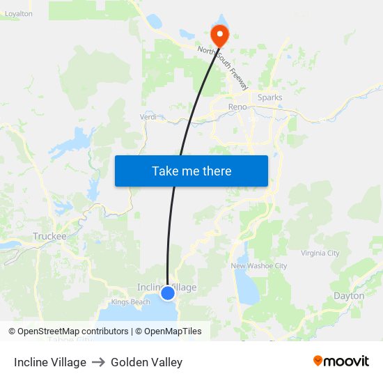 Incline Village to Golden Valley map