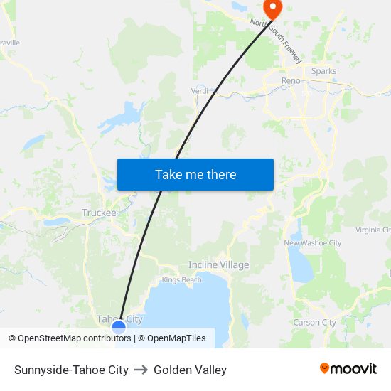 Sunnyside-Tahoe City to Golden Valley map