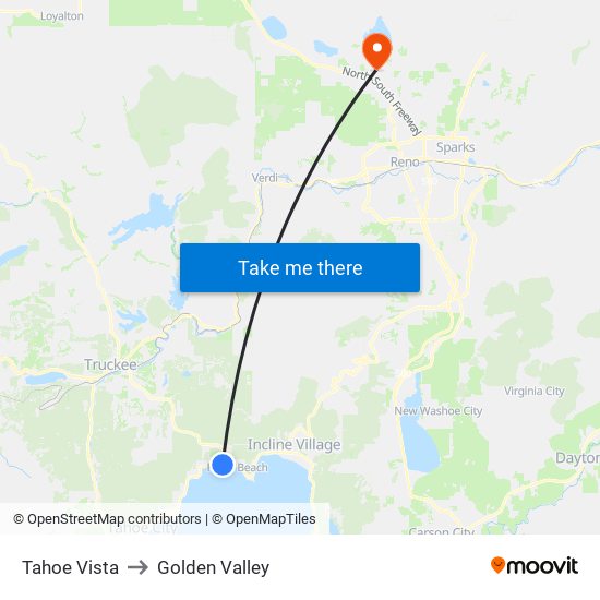 Tahoe Vista to Golden Valley map