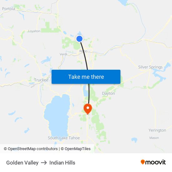 Golden Valley to Indian Hills map