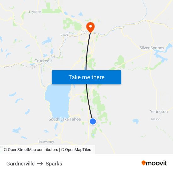 Gardnerville to Sparks map