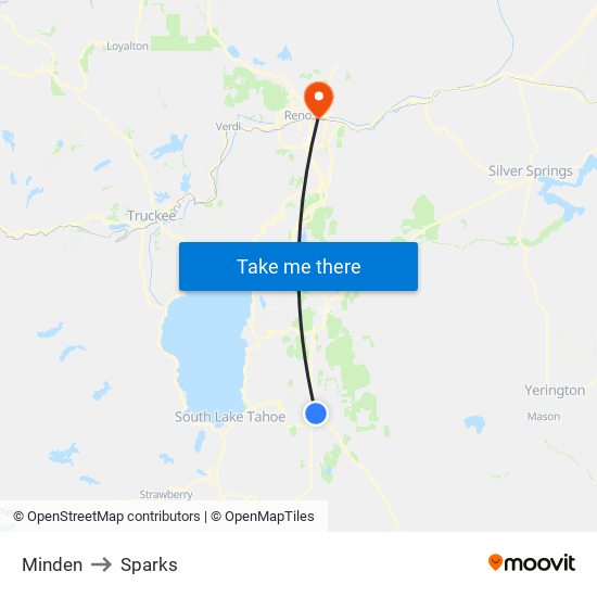 Minden to Sparks map