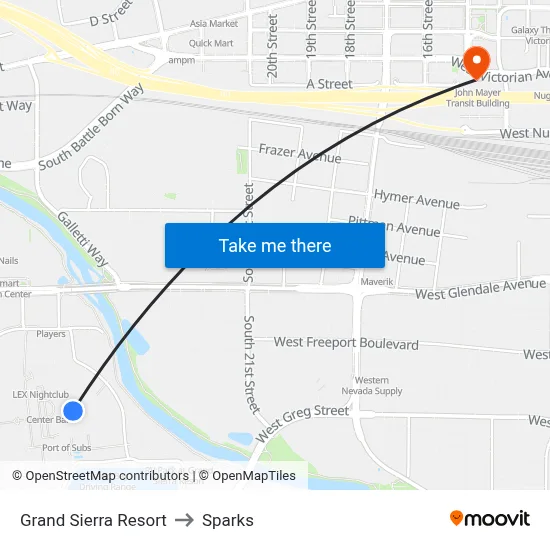 Grand Sierra Resort to Sparks map
