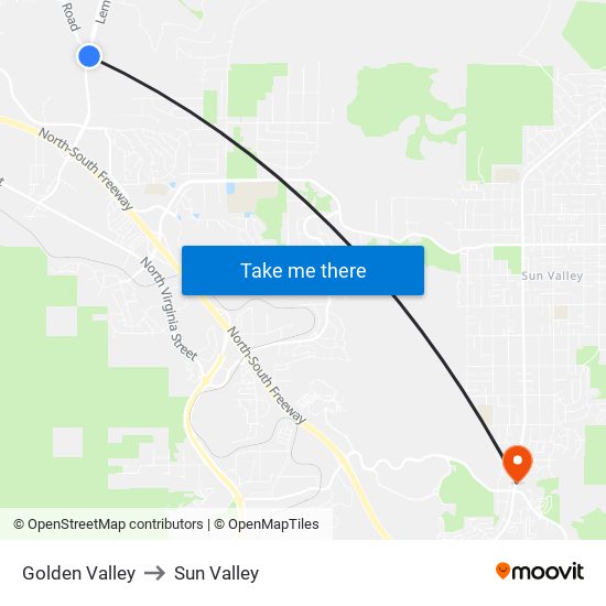 Golden Valley to Sun Valley map