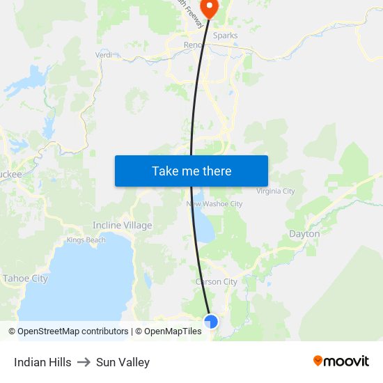 Indian Hills to Sun Valley map