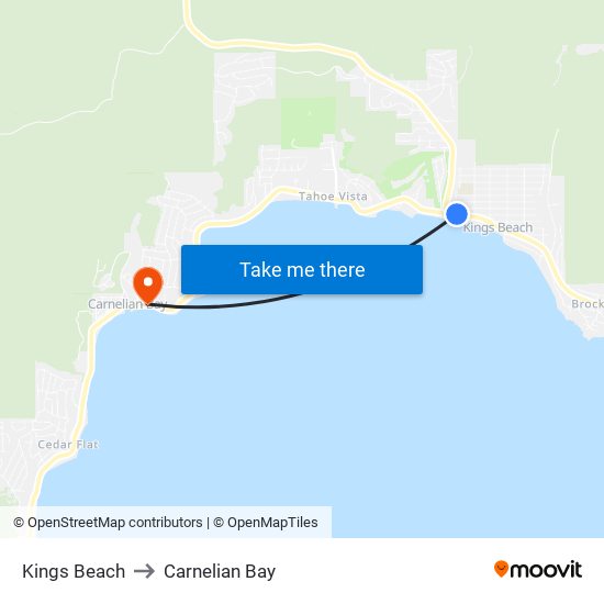Kings Beach to Carnelian Bay map