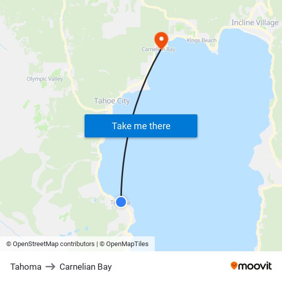 Tahoma to Carnelian Bay map