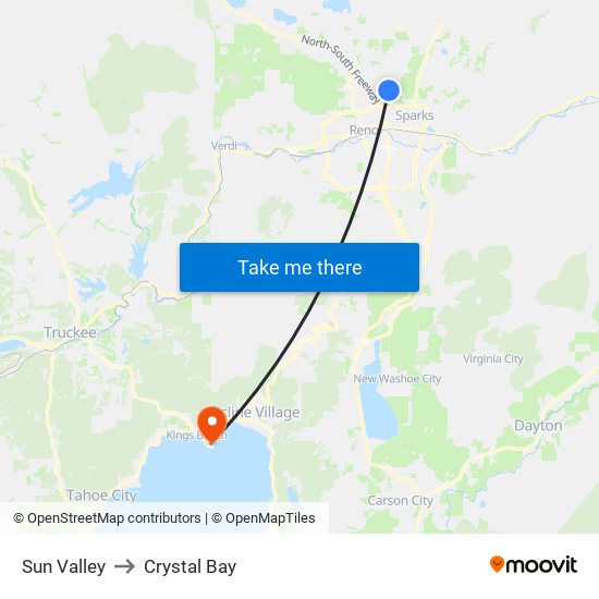 Sun Valley to Crystal Bay map