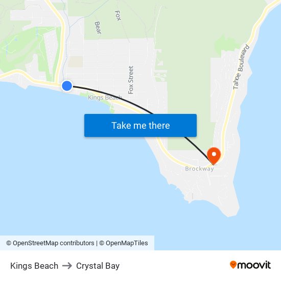 Kings Beach to Crystal Bay map