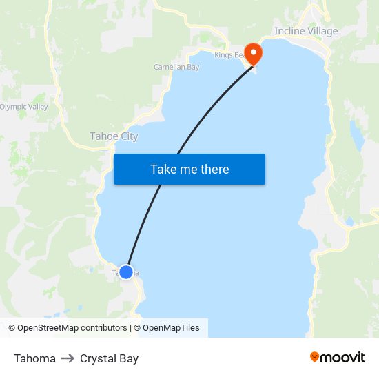 Tahoma to Crystal Bay map