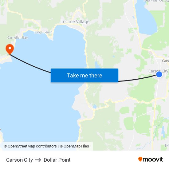 Carson City to Dollar Point map